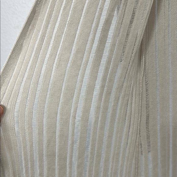 Eileen FisherLinear Sleek Tencel Open Duster Cream Cardigan - Picture 4 of 6